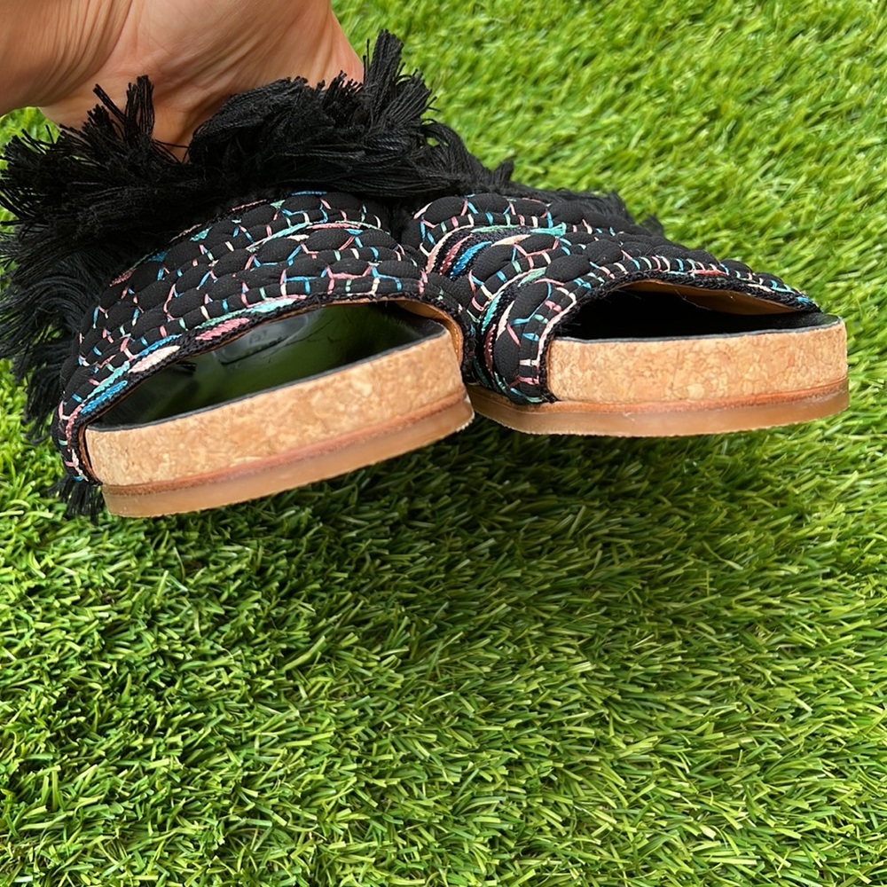 NWOB Chloe Kerenn Woven Leather Fringe Sandal Slide - Picture 8 of 15